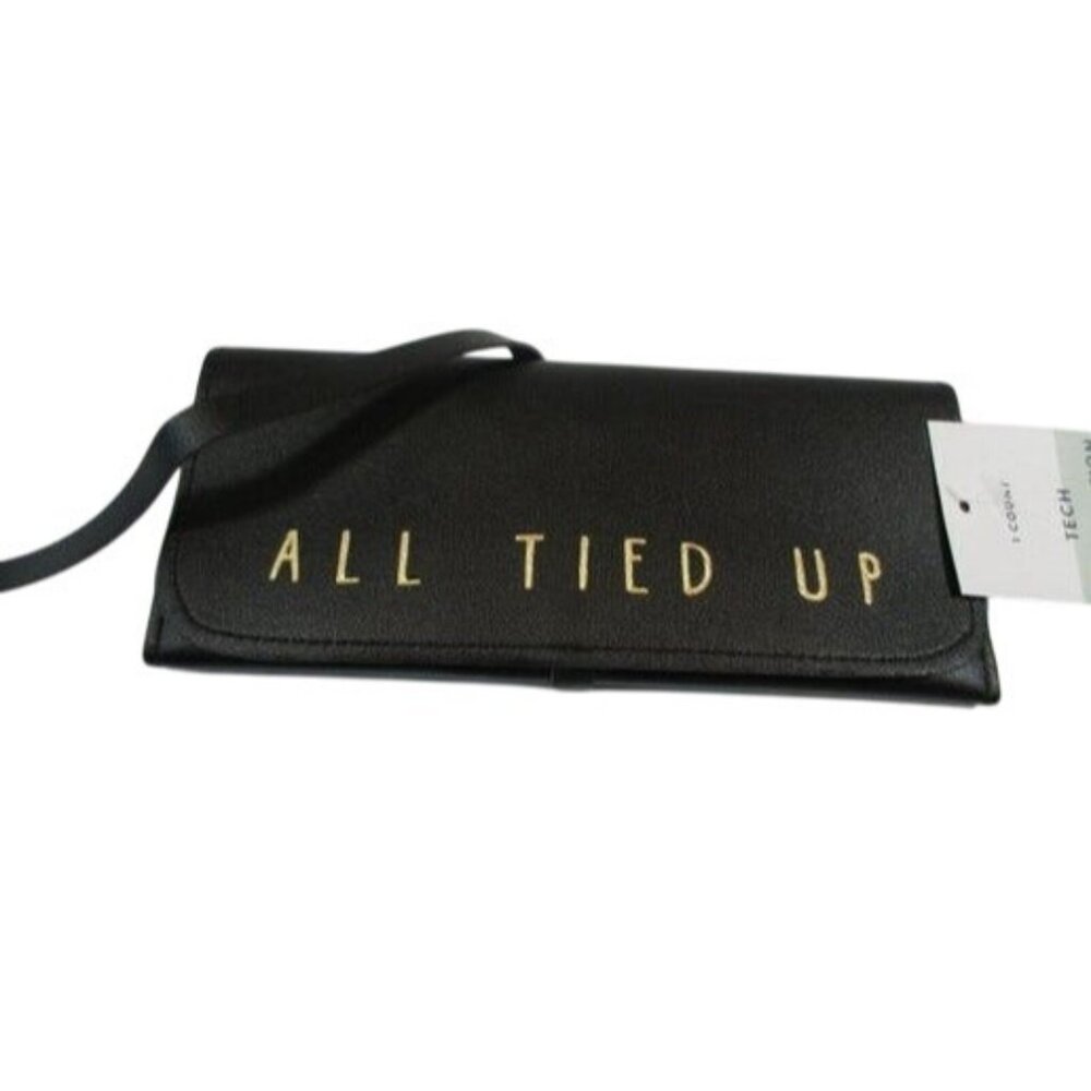 Tech Organization Roll-Up Case With Snap Closures & Tie Strap For Cords & Device